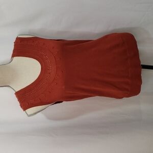 JESSICA Knit Pointelle Burnt Orange Sweater Vest